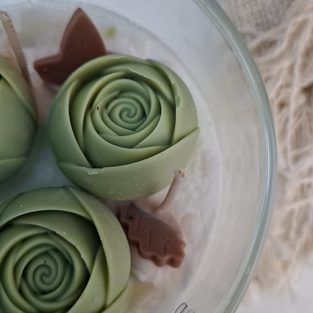 rozen soja was geurkaarsen detail