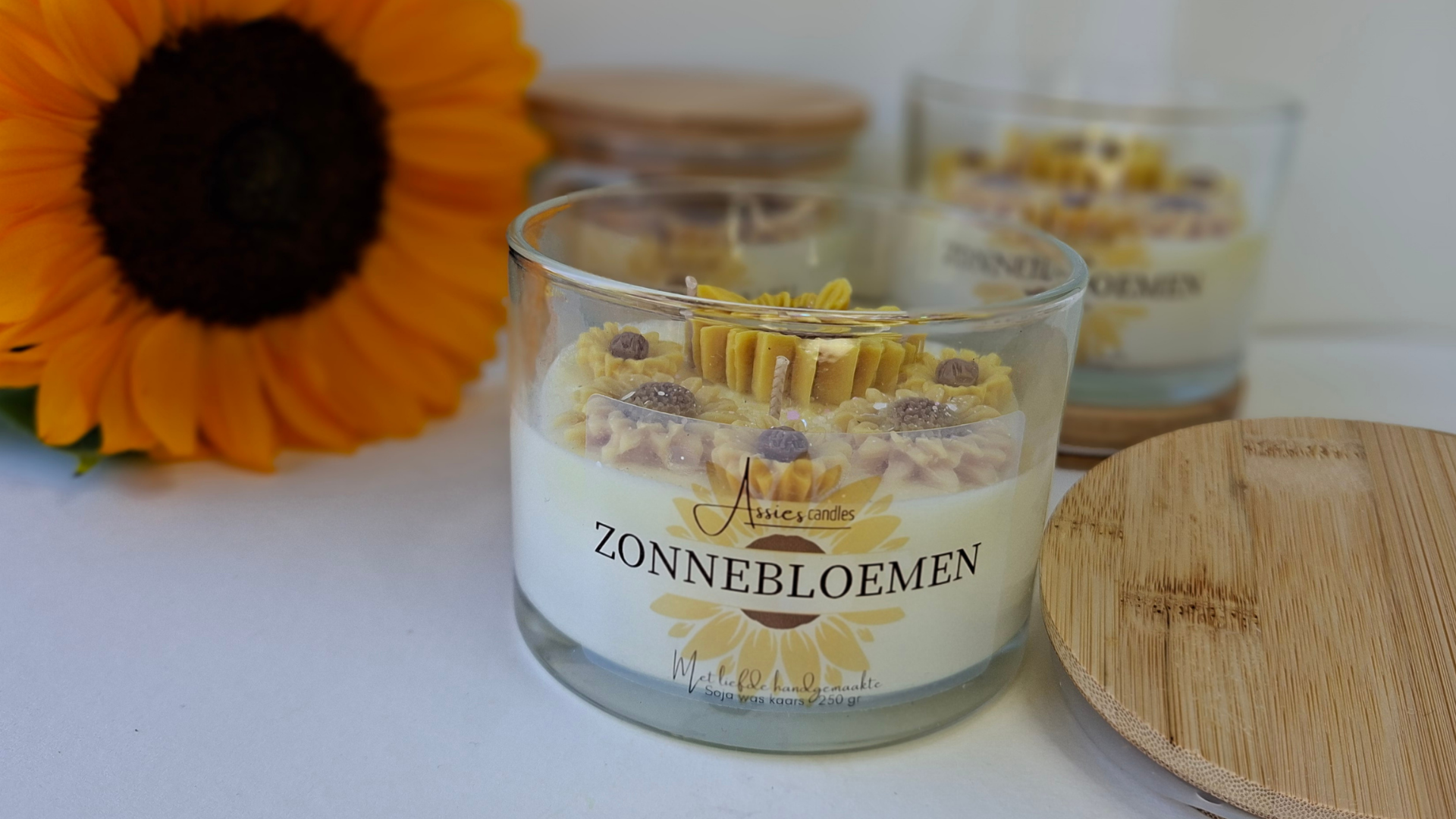 soja was geurkaarsen zomer zonnebloemen bloem